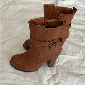 Charming Charlie Short Tan Boots with 4 inch heel